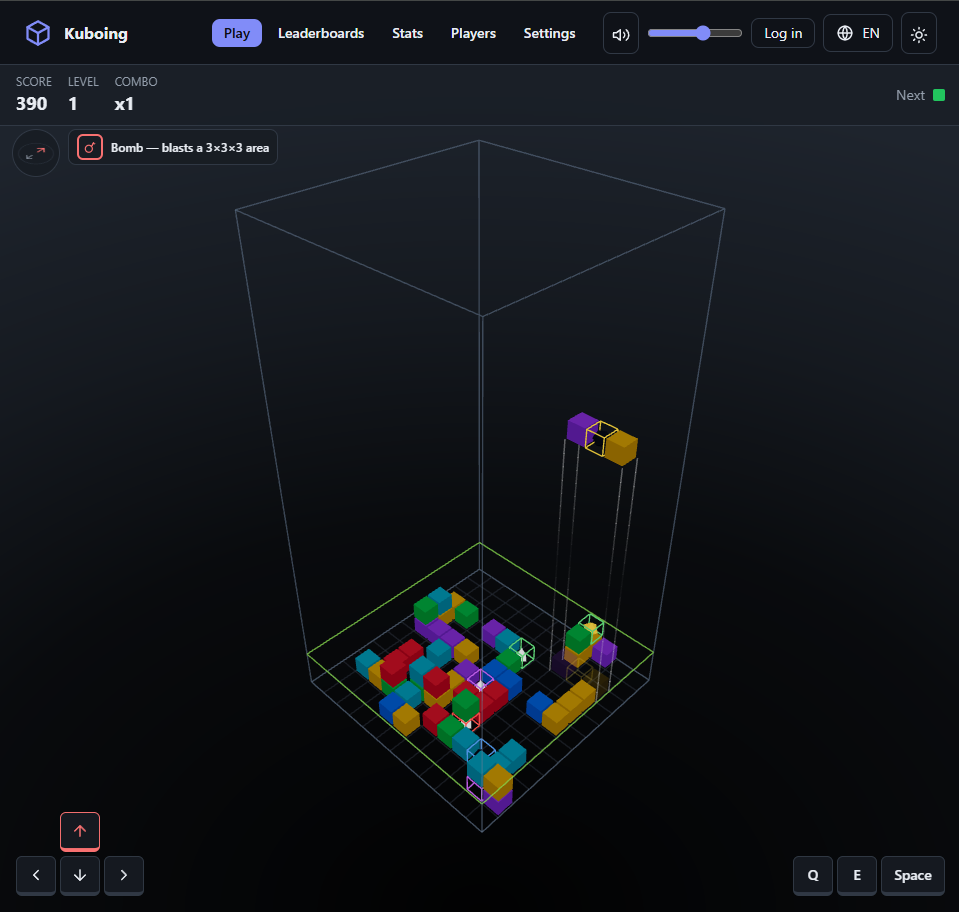 Kuboing — 3D Cube Cascade Puzzle